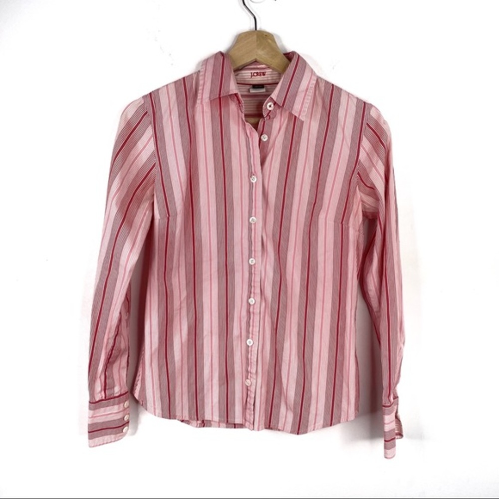 Vintage Y2K J. Crew Pink Striped Button Down